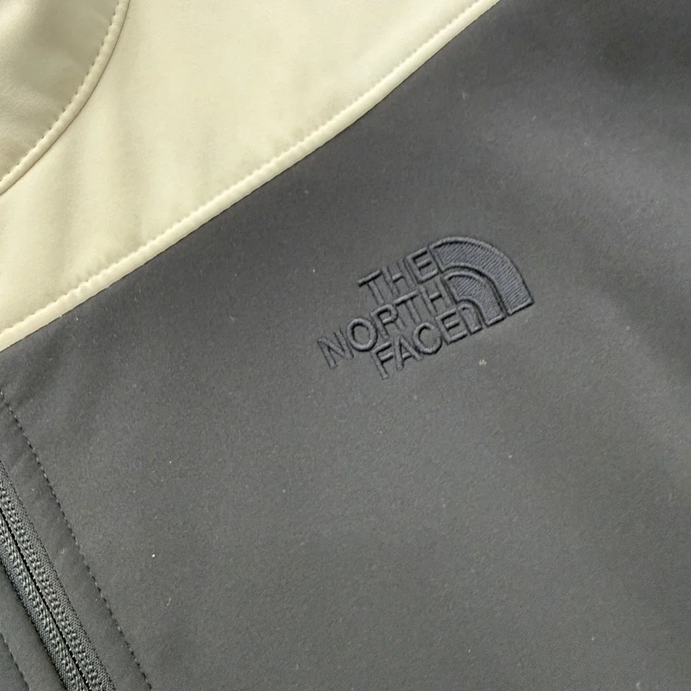 The North Face Softshell Jacket Mens XXL Black Cream Full Zip Fleece Lined